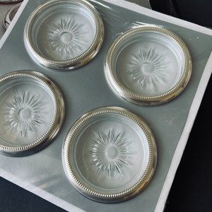 INTERNATIONAL SILVER Vintage Silver Plate Coaster Set of 4 NIB